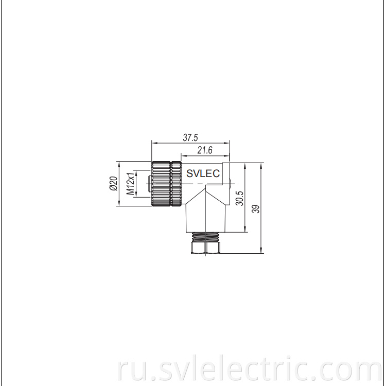 M12 female angle connector size